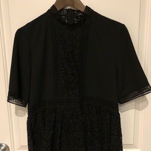 Zara Black Lace Peplum Top, Size M